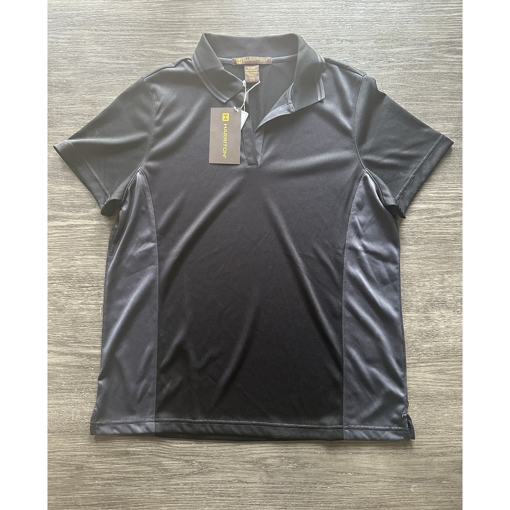 Harriton Women's Polo. M386W‎ Short Sleeve. Black Size Medium. New With Tags